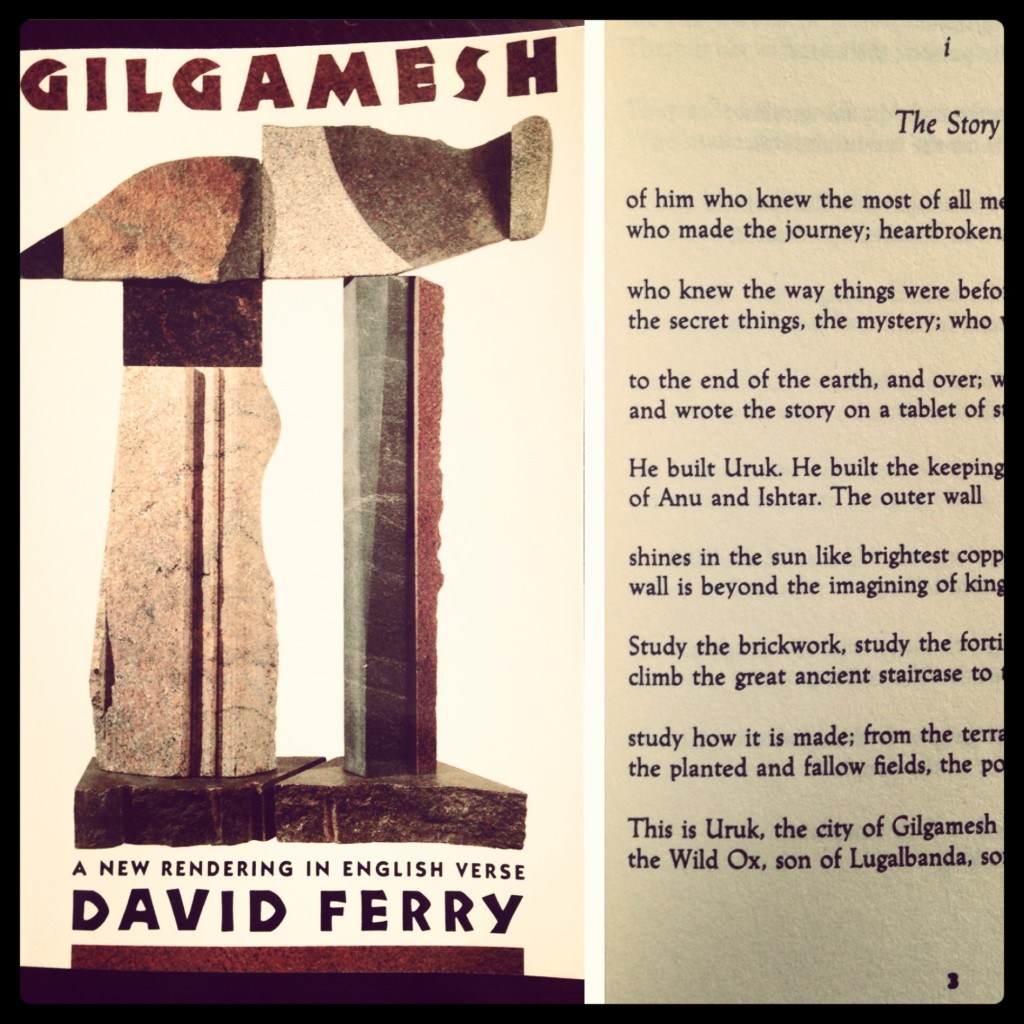 "The Epic of Gilgamesh" cover and first page.