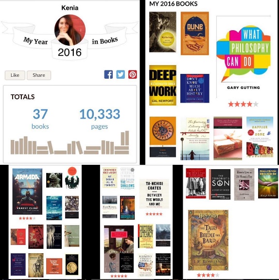 A screenshot of all 37 books I read in 2016.